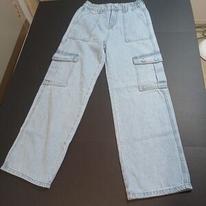 Wax Jean Elastic Waist Baggy Cargo Pockets Women's size S Jeans